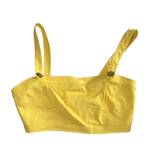 RAMY BROOK women’s size 0 emme linen blend crop top in yellow new with tags - Picture 2 of 7